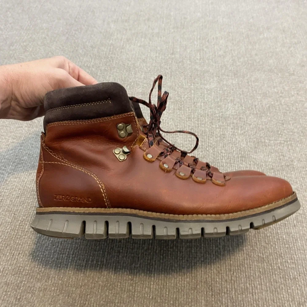 Cole Haan Zerogrand Boots Mens Size 8M Brown Leather Hiking Casual C30405